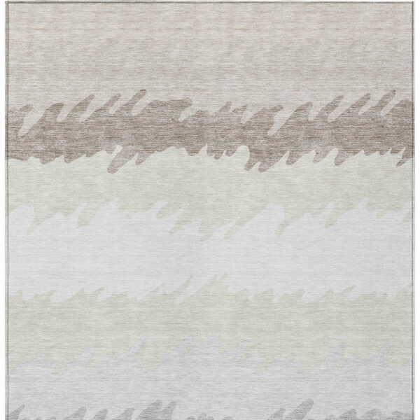 10' X 14' Ivory Beige And Taupe Striped Washable Indoor Outdoor Area Rug