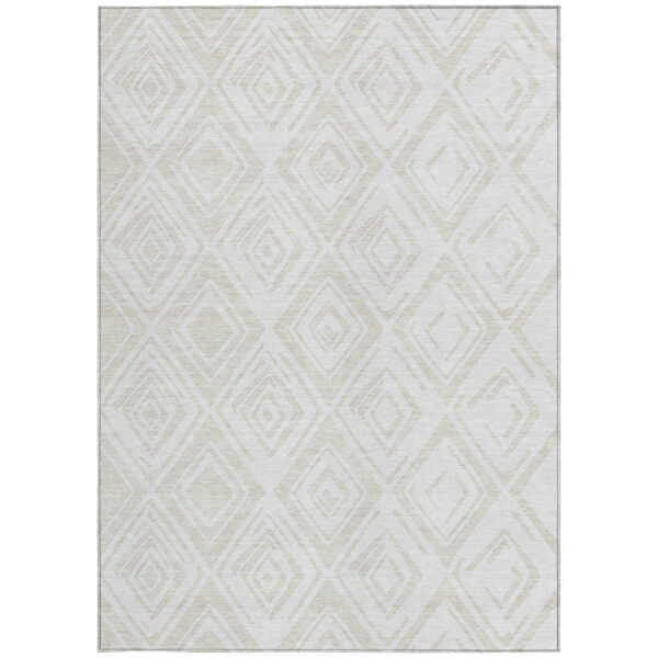 10' X 14' Pearl And Ivory Geometric Washable Indoor Outdoor Area Rug