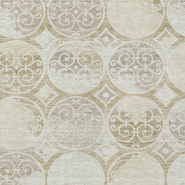 10' X 14' Ivory Beige And Taupe Trellis Washable Indoor Outdoor Area Rug