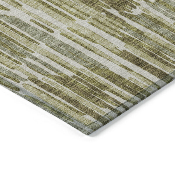 9' X 12' Olive Green Brown And Beige Abstract Washable Indoor Outdoor Area Rug