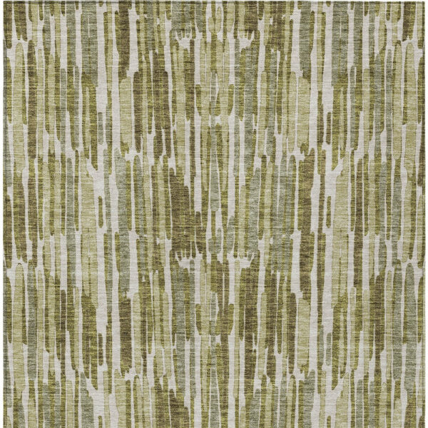9' X 12' Olive Green Brown And Beige Abstract Washable Indoor Outdoor Area Rug