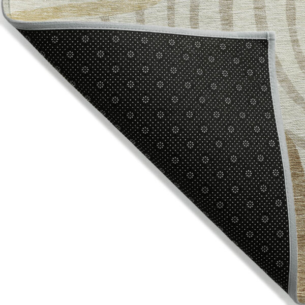 8' X 10' Gold Ivory And Beige Abstract Washable Indoor Outdoor Area Rug