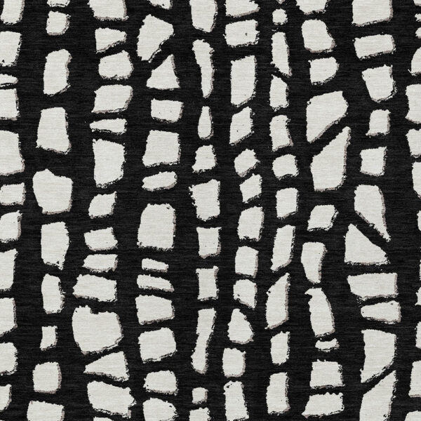3' X 5' Black And Ivory Abstract Washable Indoor Outdoor Area Rug