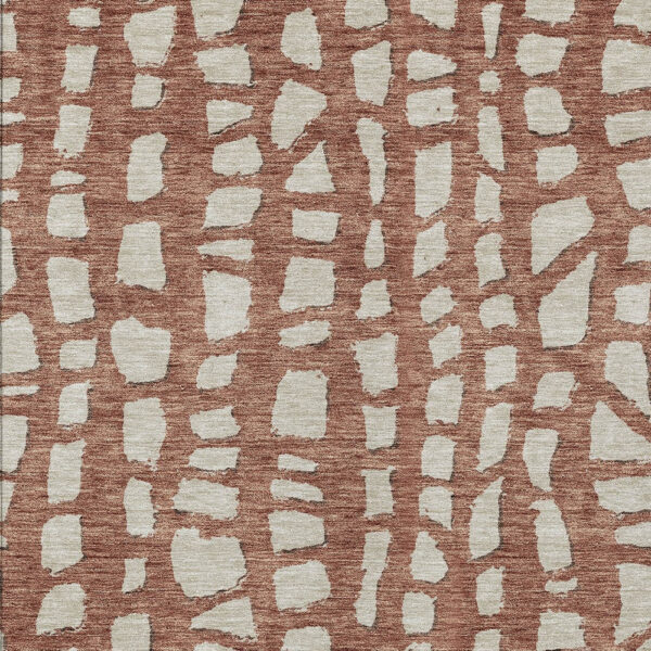 10' X 14' Orange And Ivory Abstract Washable Indoor Outdoor Area Rug
