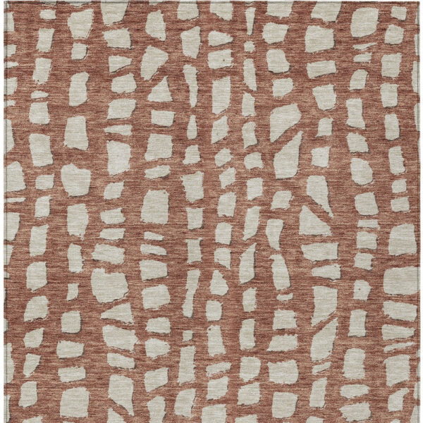 10' X 14' Orange And Ivory Abstract Washable Indoor Outdoor Area Rug