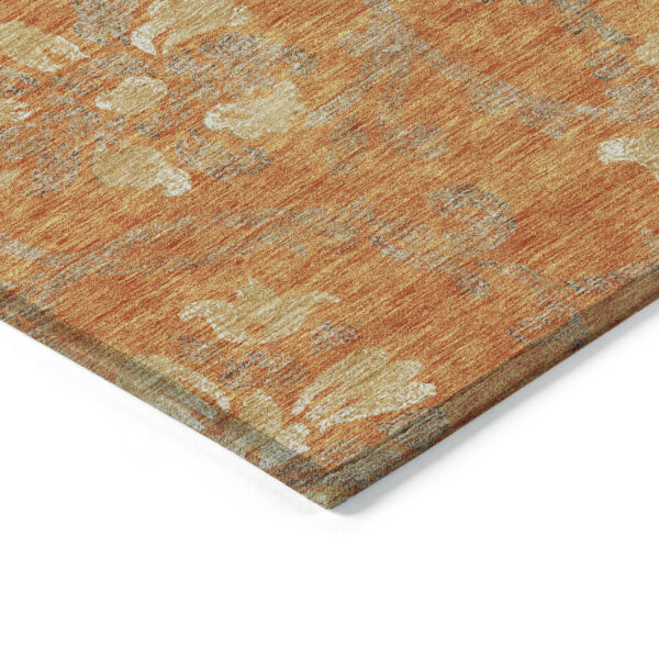 5' X 8' Orange Gray And Beige Floral Washable Indoor Outdoor Area Rug