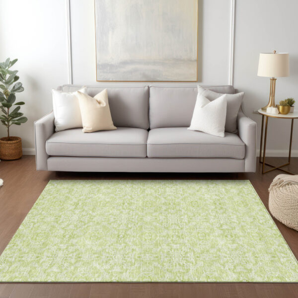 5' X 8' Artichoke Green And Green Medallion Washable Indoor Outdoor Area Rug