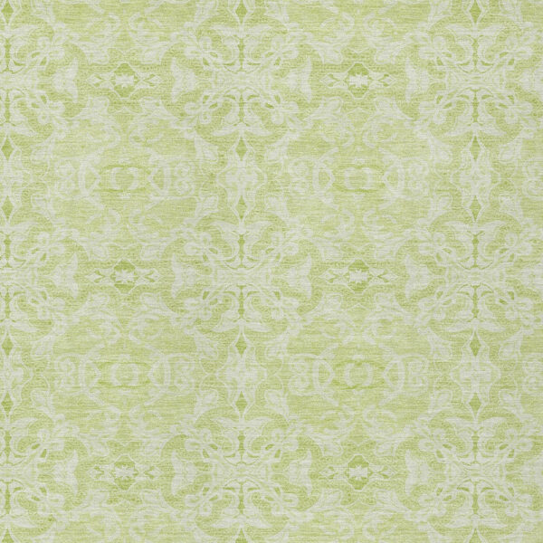 5' X 8' Artichoke Green And Green Medallion Washable Indoor Outdoor Area Rug