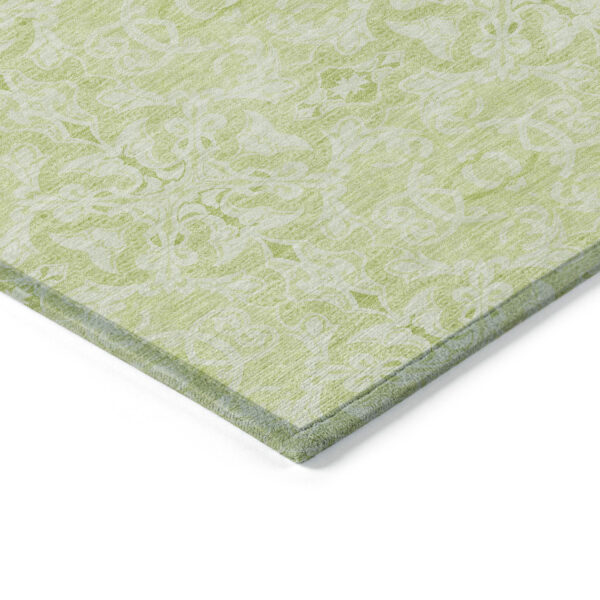 5' X 8' Artichoke Green And Green Medallion Washable Indoor Outdoor Area Rug