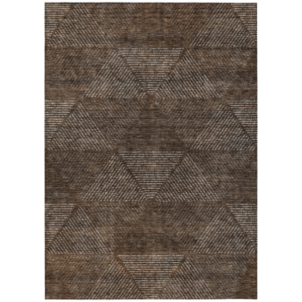 8' X 10' Brown And Taupe Geometric Washable Indoor Outdoor Area Rug