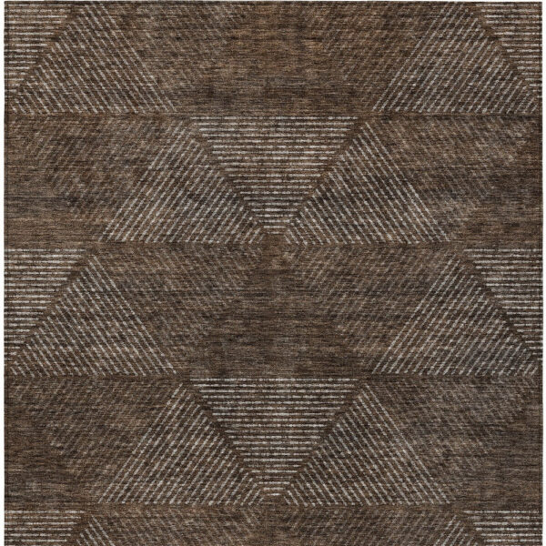 8' X 10' Brown And Taupe Geometric Washable Indoor Outdoor Area Rug