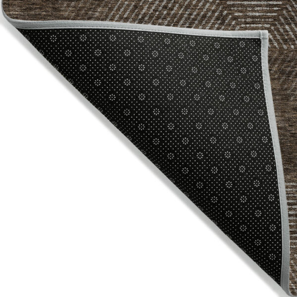 8' X 10' Brown And Taupe Geometric Washable Indoor Outdoor Area Rug