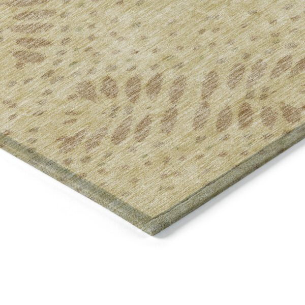 10' X 14' Gold Beige And Taupe Floral Washable Indoor Outdoor Area Rug