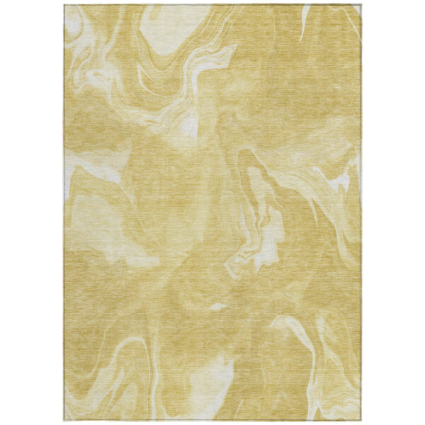 3' X 5' Gold Wheat And Ivory Abstract Washable Indoor Outdoor Area Rug