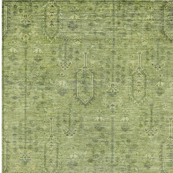 9' X 12' Sage And Artichoke Green Southwestern Washable Indoor Outdoor Area Rug