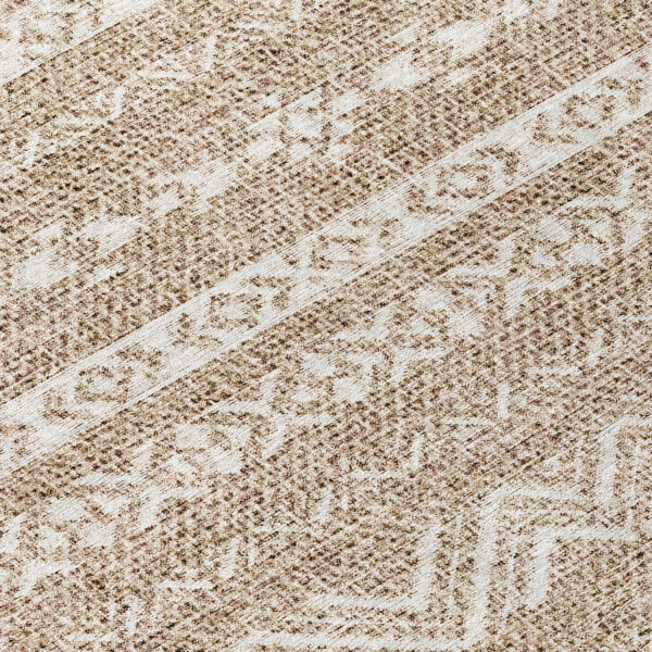 8' Brown And Beige Round Southwestern Washable Indoor Outdoor Area Rug