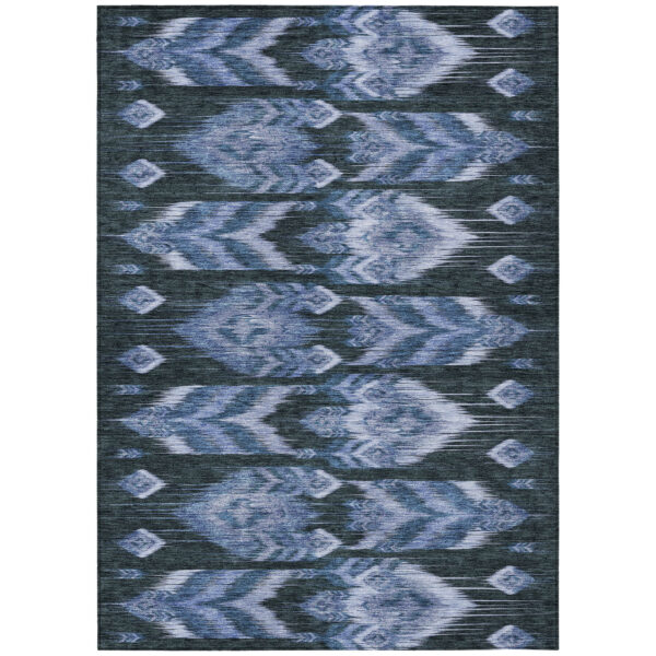 9' X 12' Denim Blue And Sky Blue Southwestern Washable Indoor Outdoor Area Rug