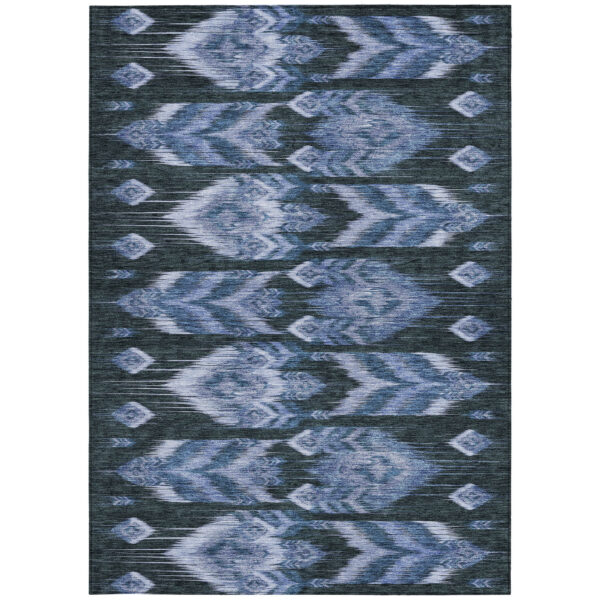 9' X 12' Denim Blue And Sky Blue Southwestern Washable Indoor Outdoor Area Rug