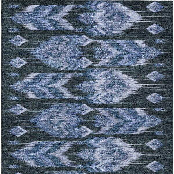 9' X 12' Denim Blue And Sky Blue Southwestern Washable Indoor Outdoor Area Rug