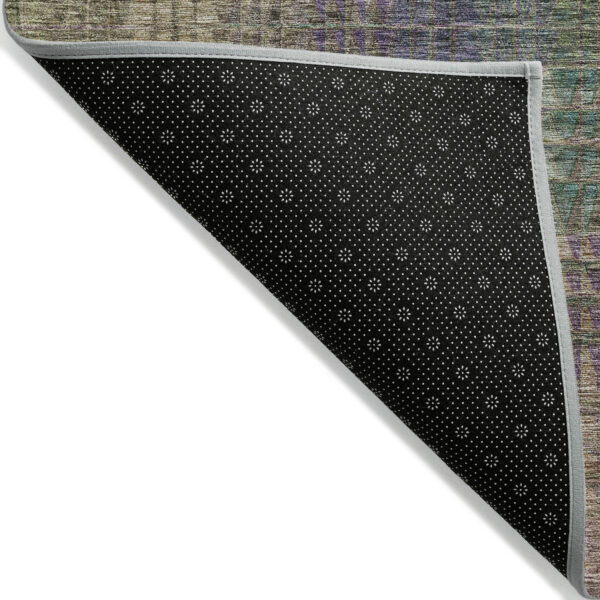 8' X 10' Plum Olive Green And Lavender Abstract Washable Indoor Outdoor Area Rug