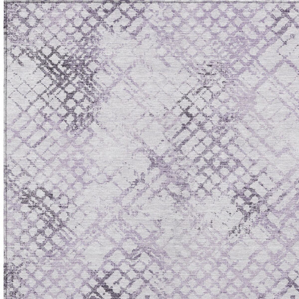 8' X 10' Purple Lavender And Silver Geometric Washable Indoor Outdoor Area Rug
