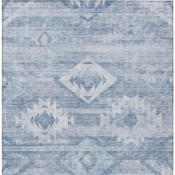 8' X 10' Denim Blue And Sky Blue Southwestern Washable Indoor Outdoor Area Rug