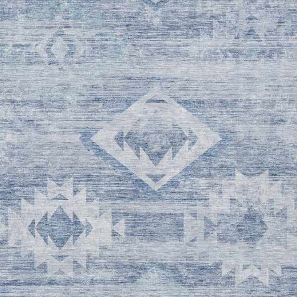 8' X 10' Denim Blue And Sky Blue Southwestern Washable Indoor Outdoor Area Rug