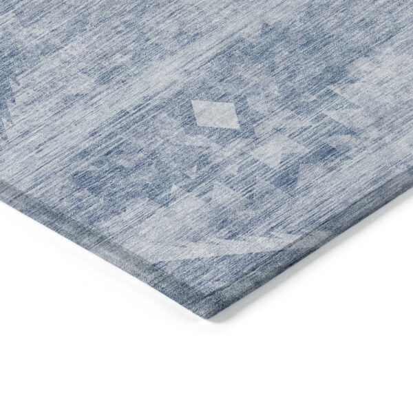 8' X 10' Denim Blue And Sky Blue Southwestern Washable Indoor Outdoor Area Rug