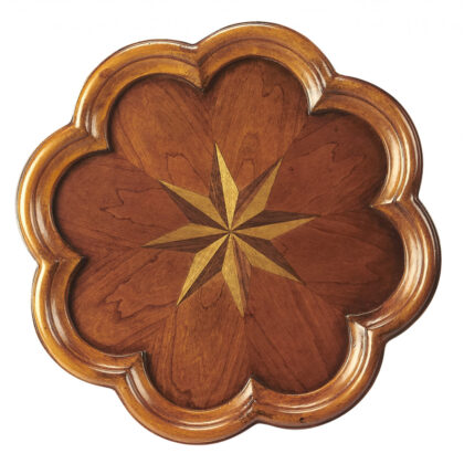 20" Medium Brown And Olive Ash Wood Floral Top End Table