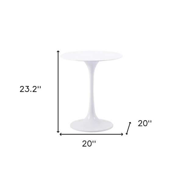 23" White Steel Round Pedestal End Table