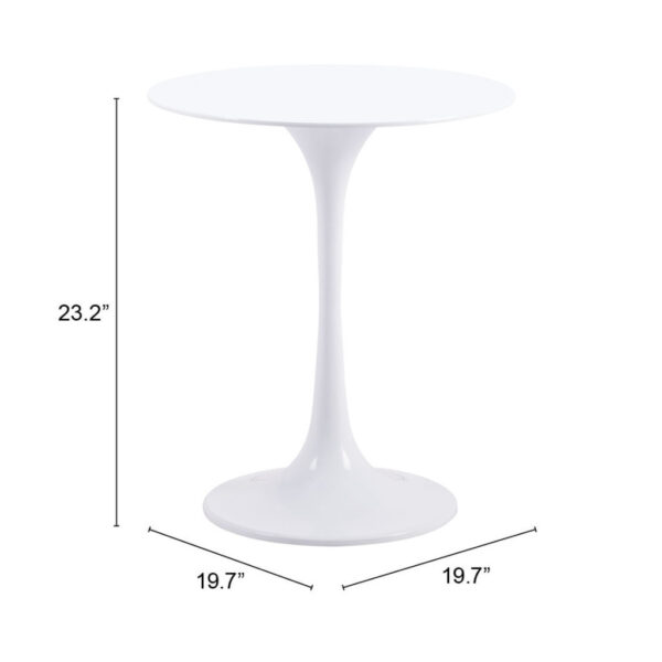 23" White Steel Round Pedestal End Table