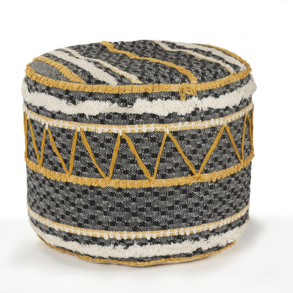 18" Black 100% Cotton Ottoman