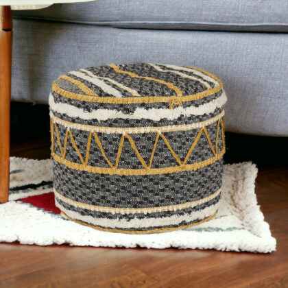 18" Black 100% Cotton Ottoman