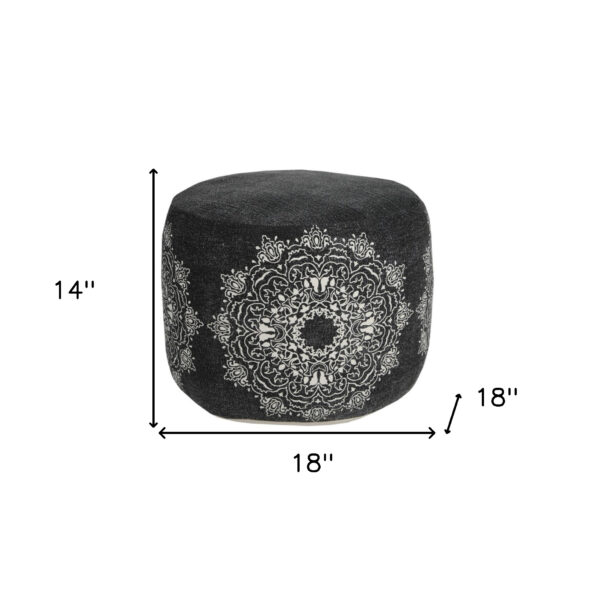 18" Black 100% Cotton Ottoman