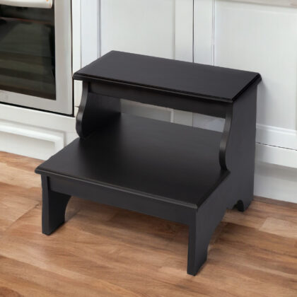 18" Dark Brown Wood Step Stool