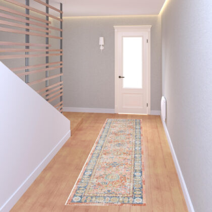 8' Coral Floral Power Loom Runner Rug