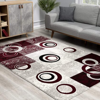 15' Red Abstract Dhurrie Runner Rug