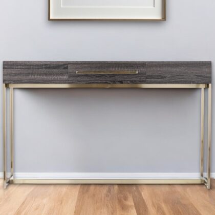48" Gray and Gold Frame Console Table And Drawers