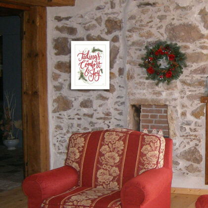Tidings Of Comfort & Joy 2 White Framed Print Wall Art