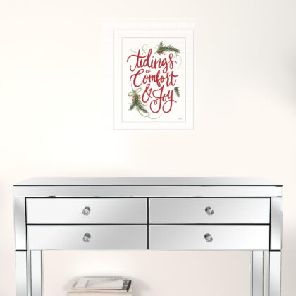 Tidings Of Comfort & Joy 2 White Framed Print Wall Art
