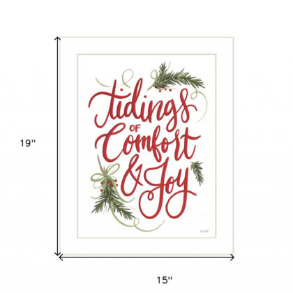 Tidings Of Comfort & Joy 2 White Framed Print Wall Art