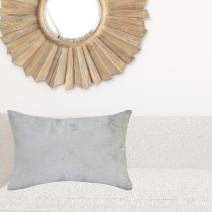 16" X 24" Ivory Faux Leather Zippered Pillow