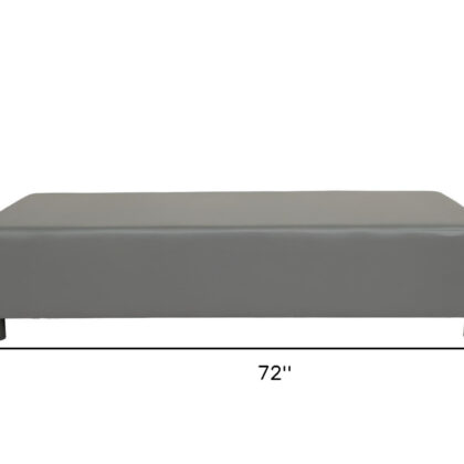 72" Gray and Black Genuine Leather Upholstered Bench