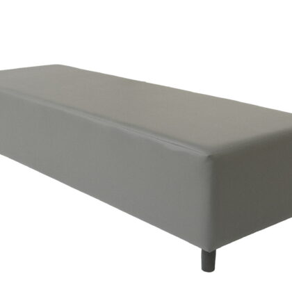 72" Gray and Black Genuine Leather Upholstered Bench