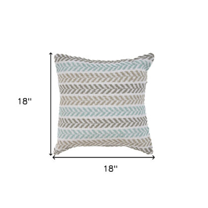 Set of Two 18" X 18" Blue Beach Chevron Cotton Zippered Pillow