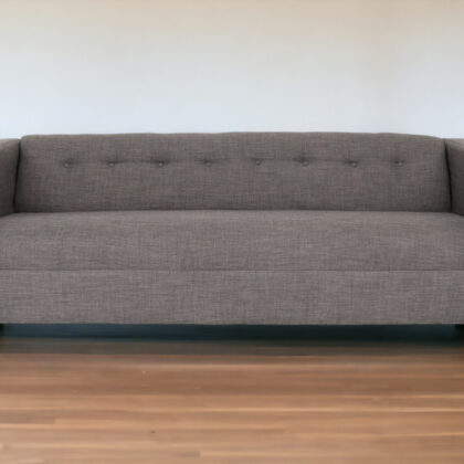 80" Charcoal Polyester And Dark Brown Sofa