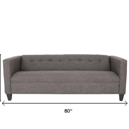 80" Charcoal Polyester And Dark Brown Sofa