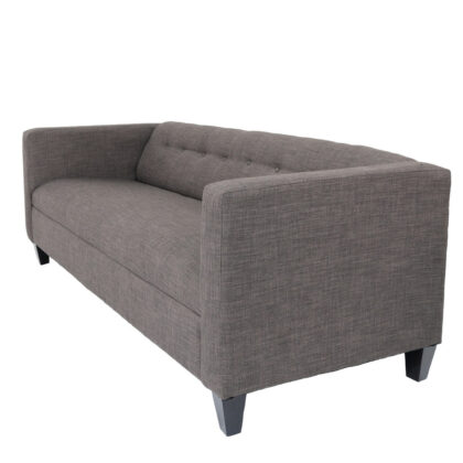 80" Charcoal Polyester And Dark Brown Sofa