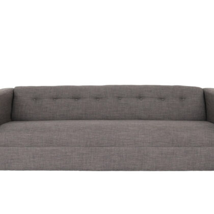 80" Charcoal Polyester And Dark Brown Sofa