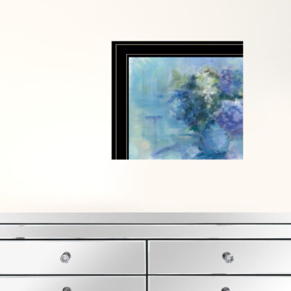 Set Of Two Susies Blue Bouquet 2 Black Framed Print Wall Art